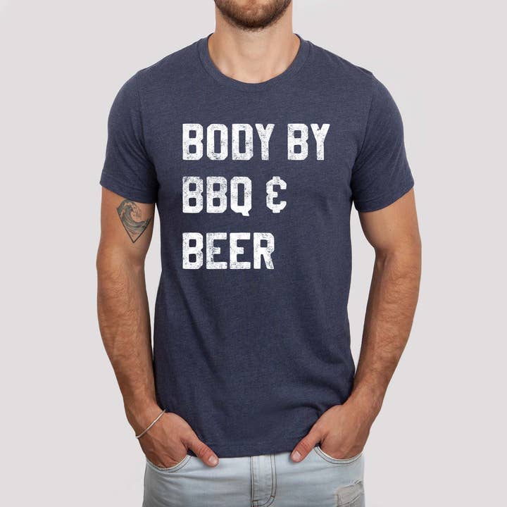 Body By BBQ and Beer Men's Shirt, Father's Day Tee, Funny for wholesale by Mugsby