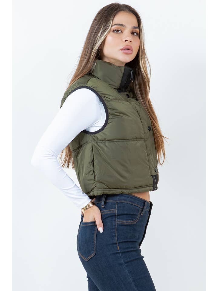 Veracci - Wholesale Outerwear Vest - Women's - Cropped Puffer Vest, Nylon Puffer Vest