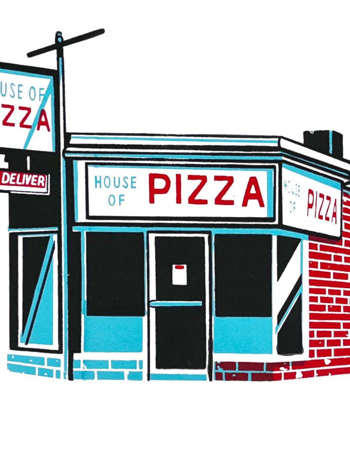 House of Pizza Print for wholesale by Emily Cady Design