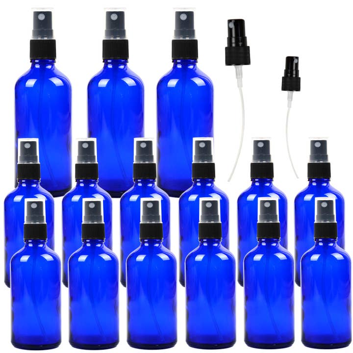 Youngever 15 Pack 4OZ 2OZ Empty Glass Spray Bottles - Blue for wholesale by Youngever