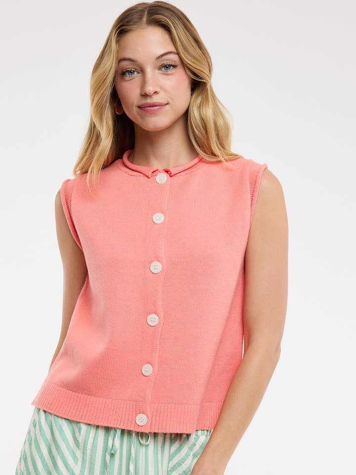 Sweater vest med knapper og rullede kanter for engroshandel hos Wishlist Apparel