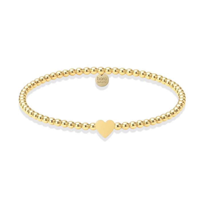 Solid Heart Charm | Gold Filled Beaded Bracelet for wholesale by bara boheme