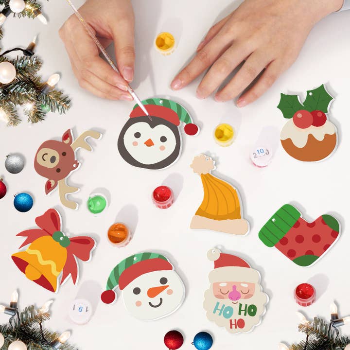 Paint Your Numbers - Wholesale DIY Craft Kit - Holiday Friends Paintable Ornaments7
