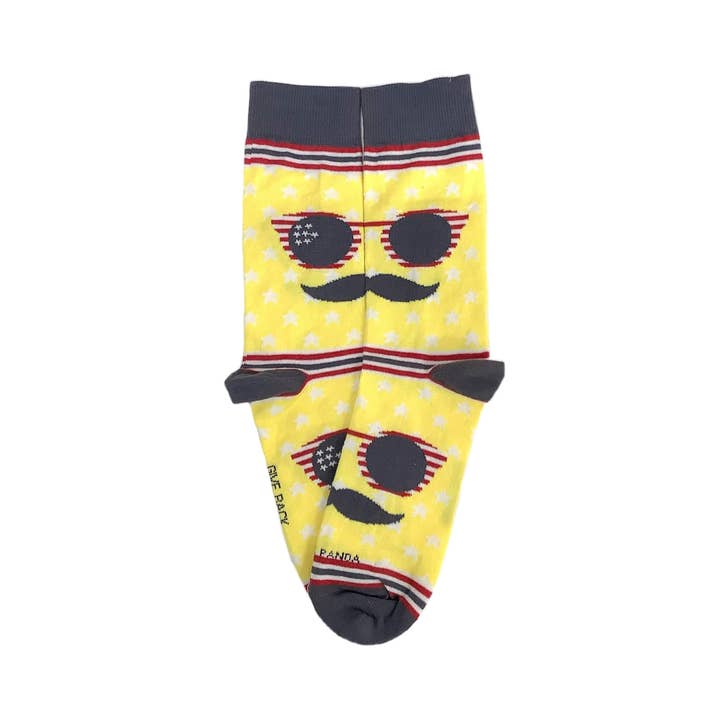 Chaussettes Moustache et Lunettes de Soleil de Sock Panda (Adulte Grand - Pointures Hommes 41-46) pour la vente par Sock Panda