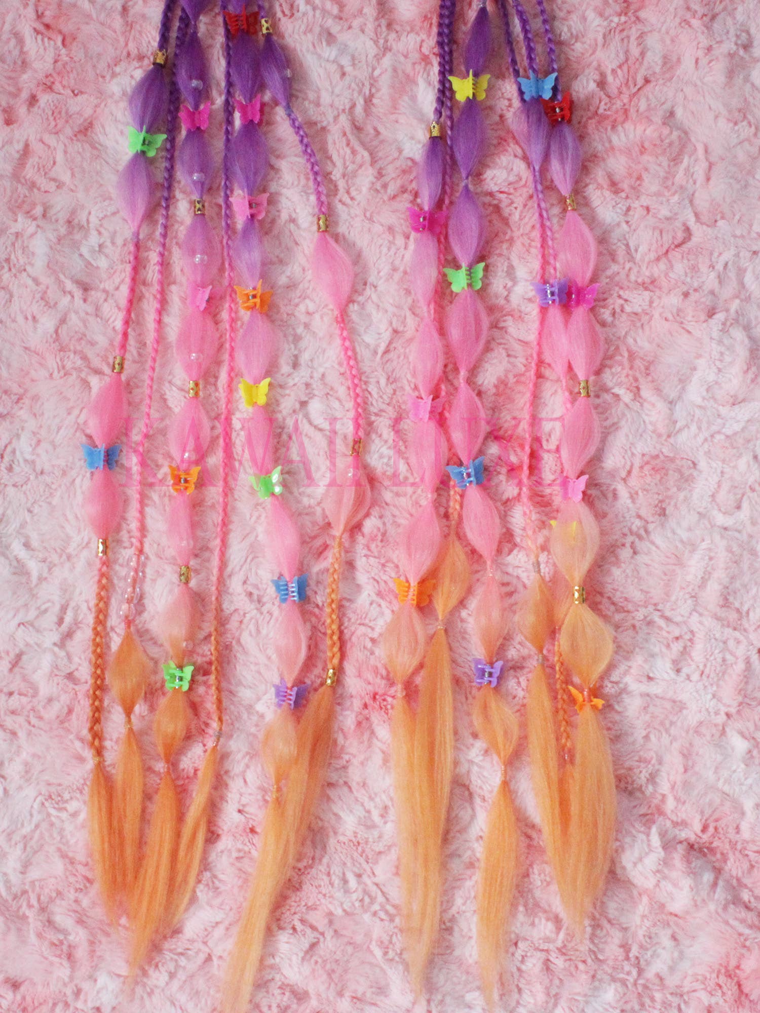 KawaiiLuxe - Vendita all'ingrosso Extension per capelli - Set di extension con treccia Ombre Clip In Hair Rave1