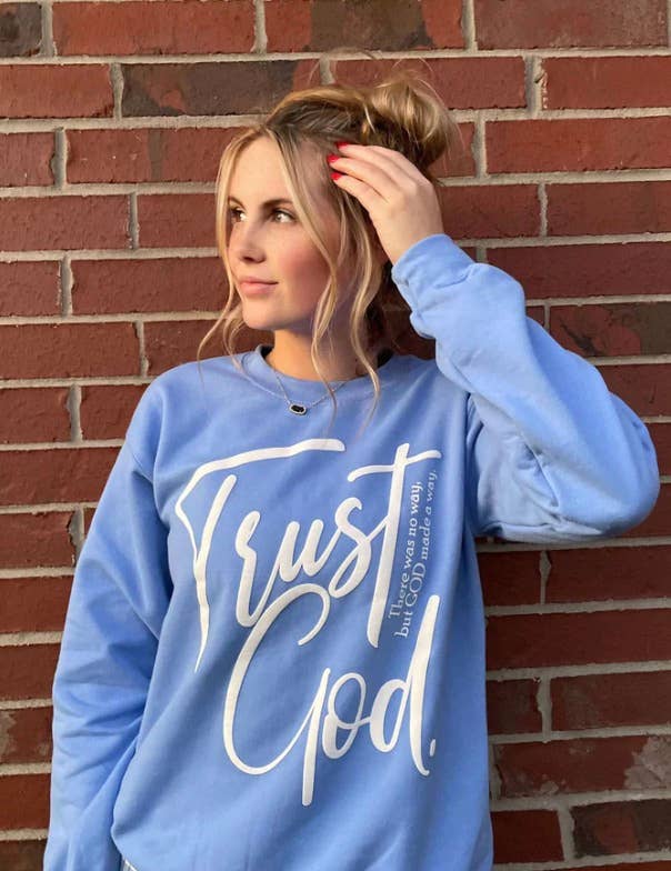Adelle Linen - Wholesale Graphic Sweatshirt - Women's - Trust In God Sweatshirt0