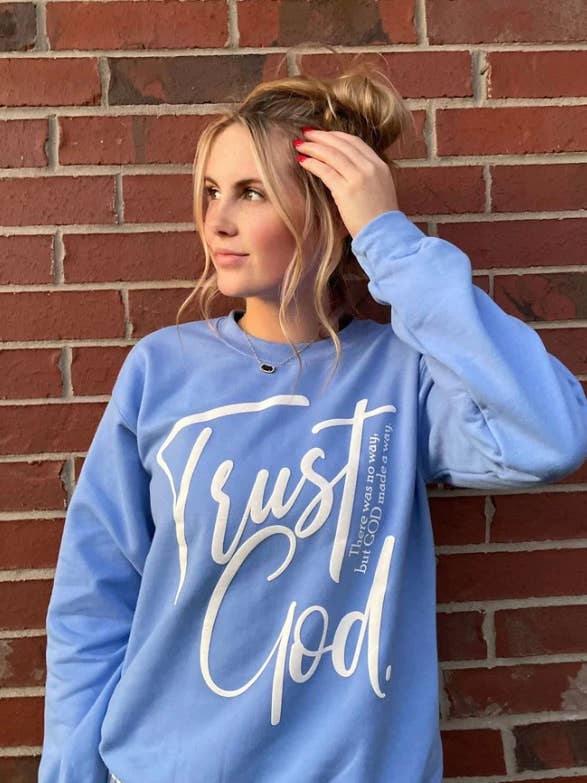 Adelle Linen - Wholesale Graphic Sweatshirt - Women's - Trust In God Sweatshirt0