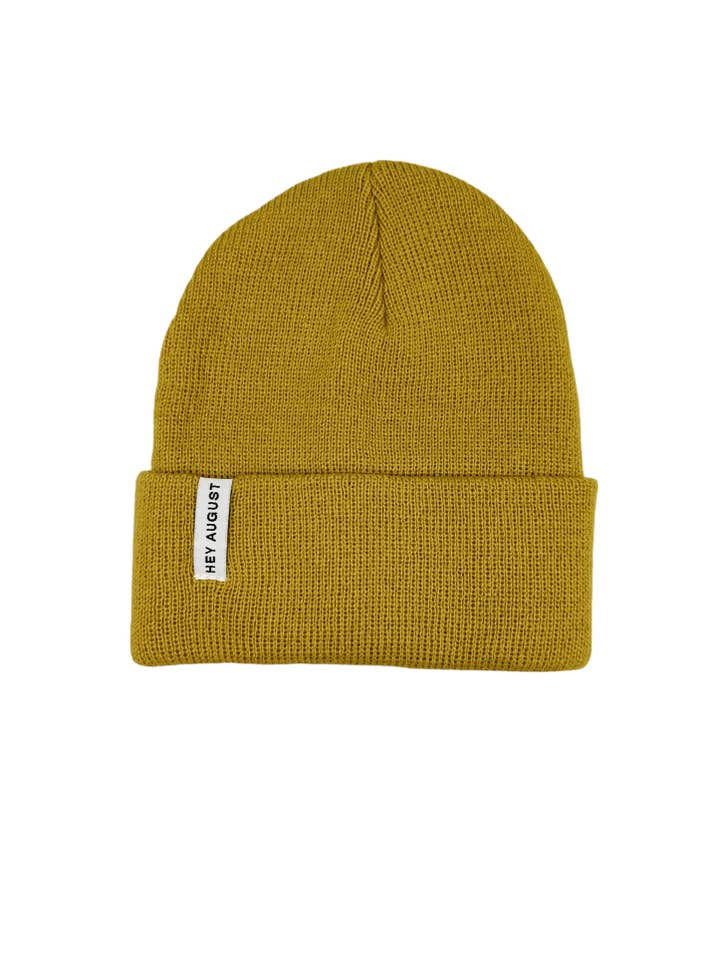Knit cuff Beanie in Ochre for wholesale by HEY AUGUST CO