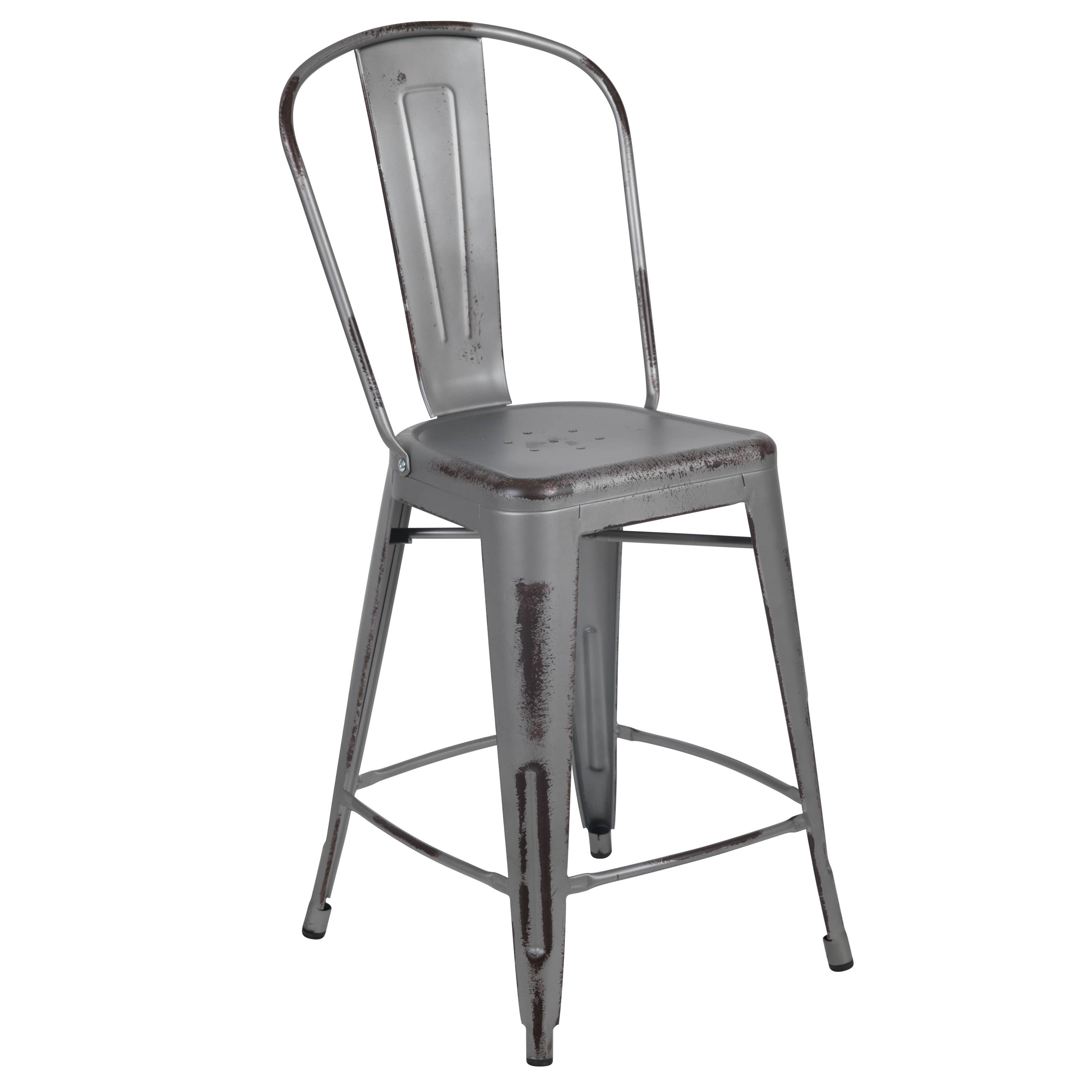 24"H Distressed Silver Indoor-Outdoor Counterstool for wholesale on Faire1