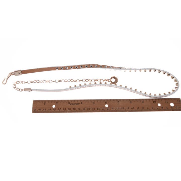 Rose Gold Rhinestone Studded Waist Chain with Drop Charm Accent for wholesale on Faire5