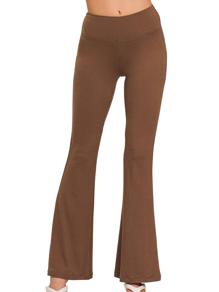 Pantalones de yoga de cintura alta con piernas acampanadas suaves como la mantequilla para venta al por mayor de Vanilla Monkey