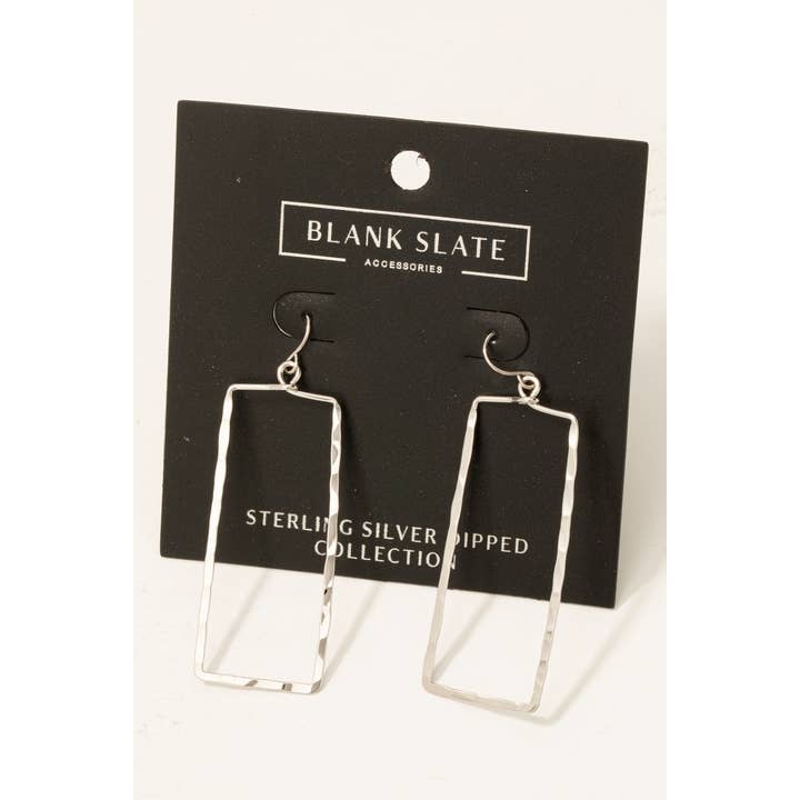 Fame Accessories - Wholesale Dangle Earrings - Gold Dipped Hammered Rectangle Cutout Drop Earrings