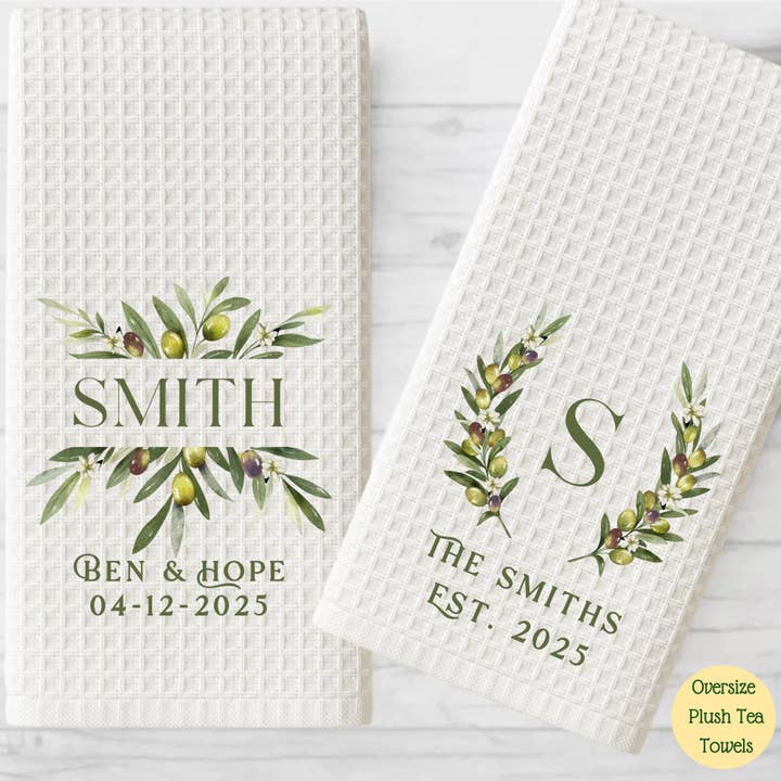 Personalized Monogram Tea Towel for wholesale by Cottage & Club