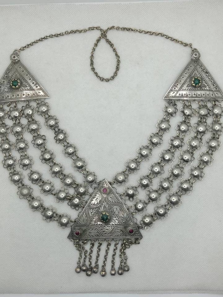 Etnische meerlagige slabbetje ketting, Tribal Boho Kuchi ketting voor wholesale door vintarust