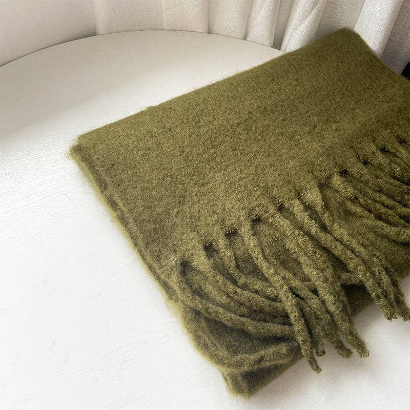 Dipped Shop - Wholesale Scarf - Women's - 2+ Solid Color Tassel Mohair Scarves DPKS100221