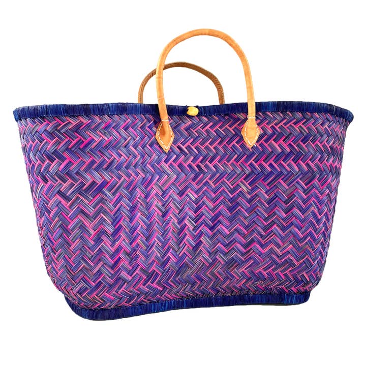 Le comptoir de la plage - Wholesale Beach Bag - Aravoula Luxe Tutti Frutti size GM Bagt navy
