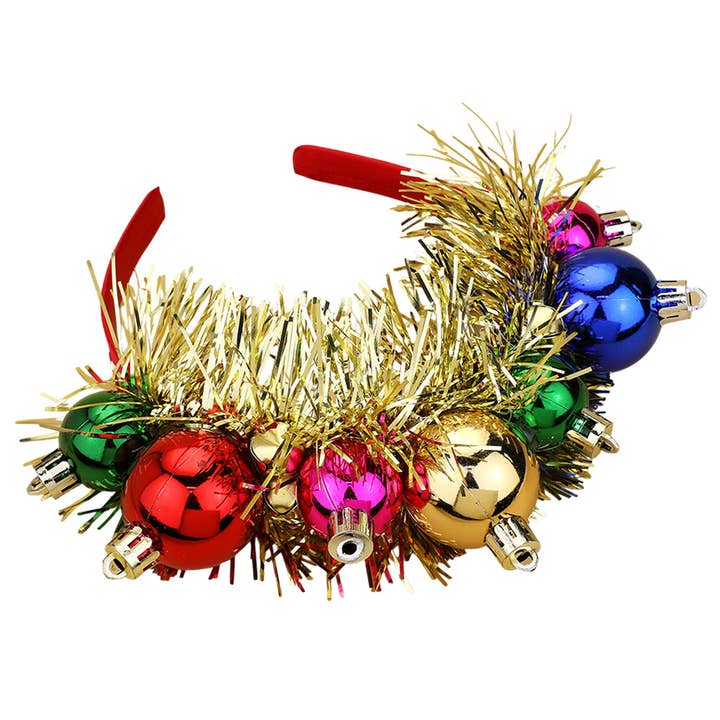 Wona Trading, Inc. - Wholesale Fashion Headband - Women's - Christmas Ball Tinsel Wreath Headband