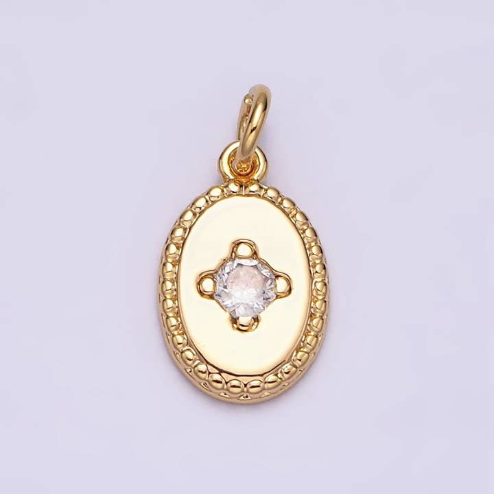 Pingente Minimalista Oval 14mm Trançado com Zircônia Cúbica Transparente Banhado a Ouro 16K | AC1271 por atacado de Aim Eternal