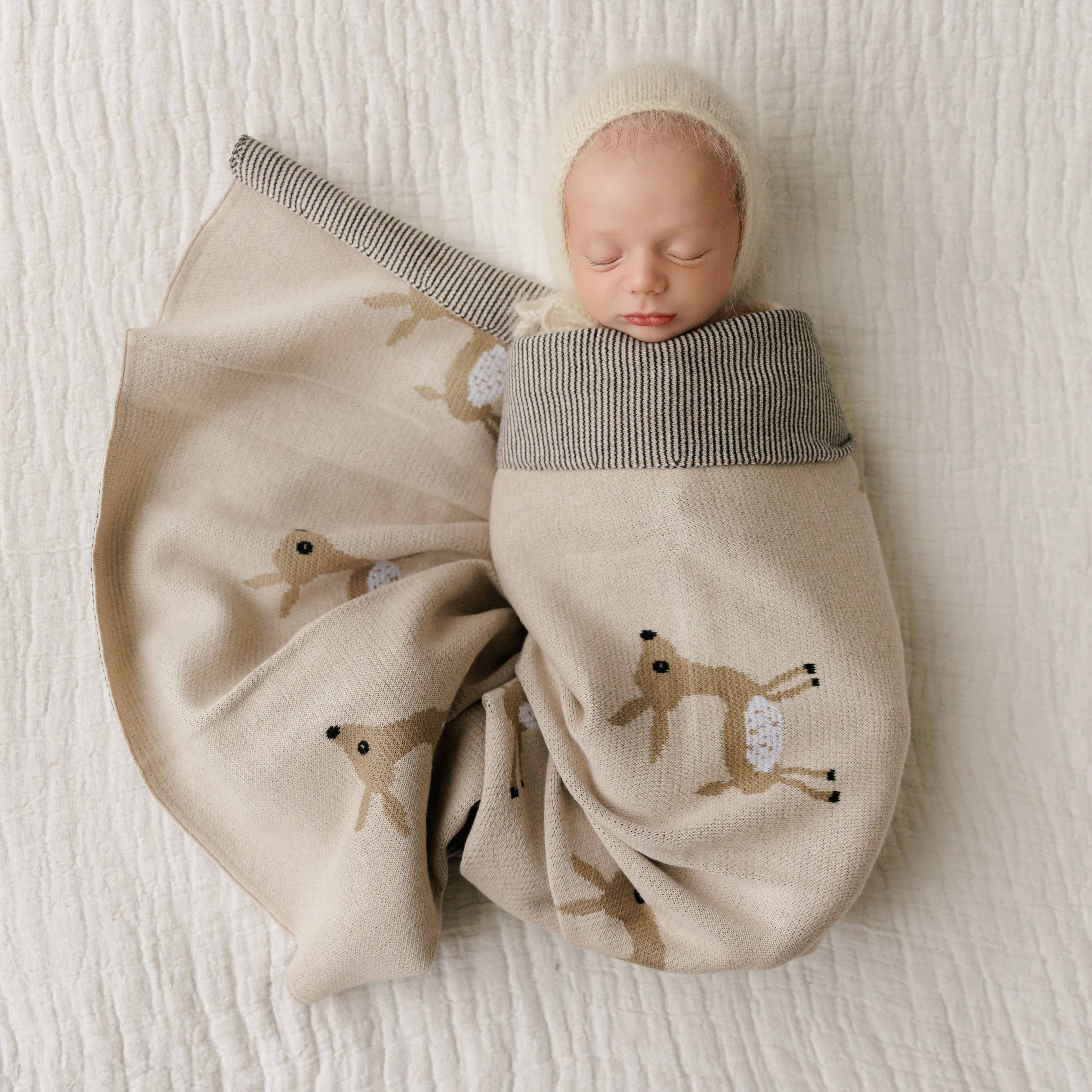 Bleu La La - Wholesale Swaddle - Baby - 100% Luxury Cotton Receiving Swaddle Baby Blanket - Deer5