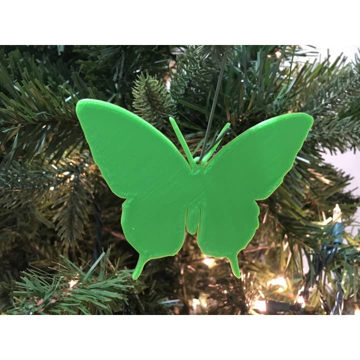 Butterfly Tree Ornament - Plastic (Green) (3D-Printed) for wholesale by Economy Ornament