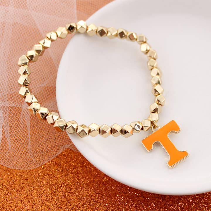 Tennessee Gold Stretch Bracelet w/Enamel Logo for wholesale by Seasons Jewelry