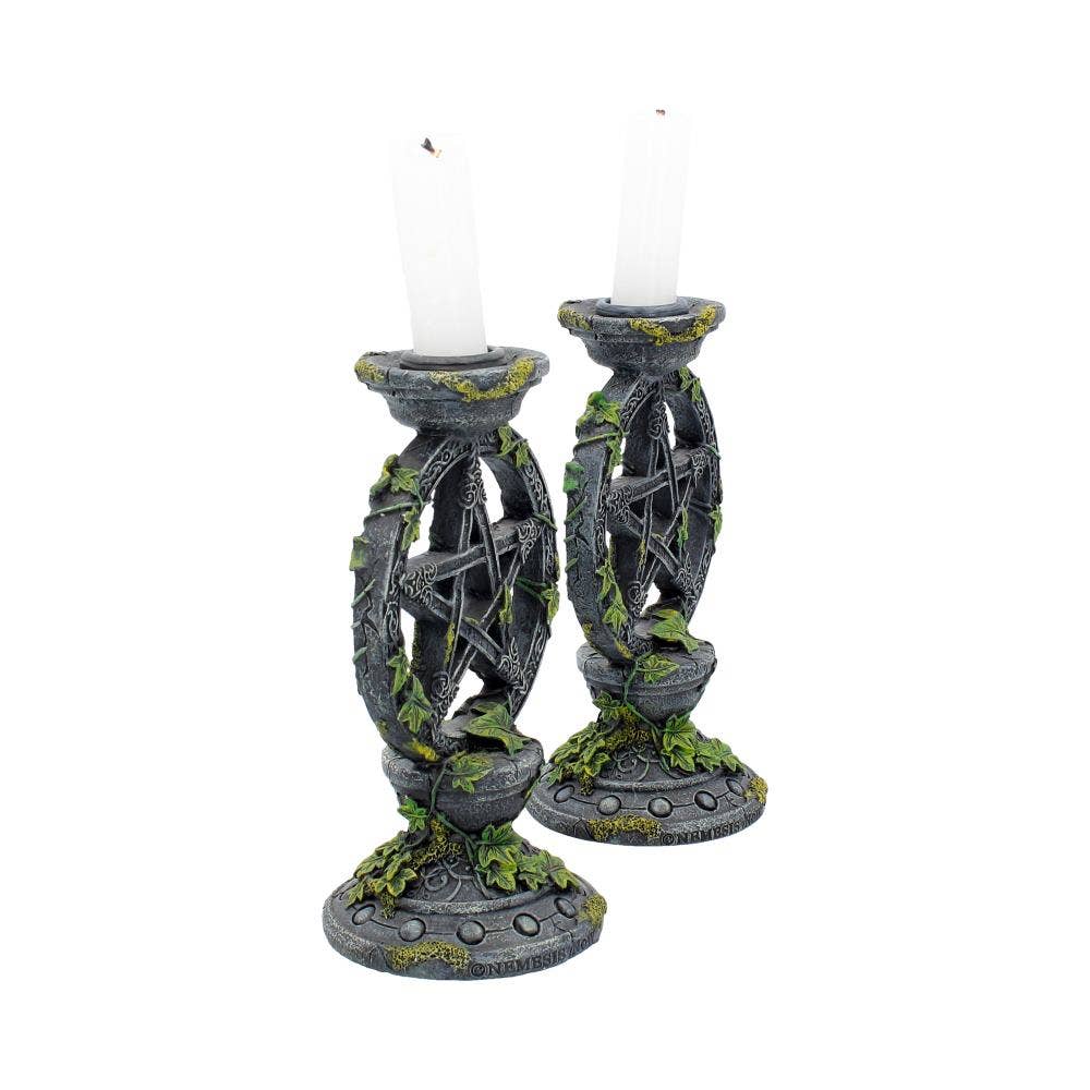 WONDER IMPORTS AUSTRALIA - Wholesale Candle Holder - Wiccan Pentagram Candlesticks 15cm (Set of 2)2