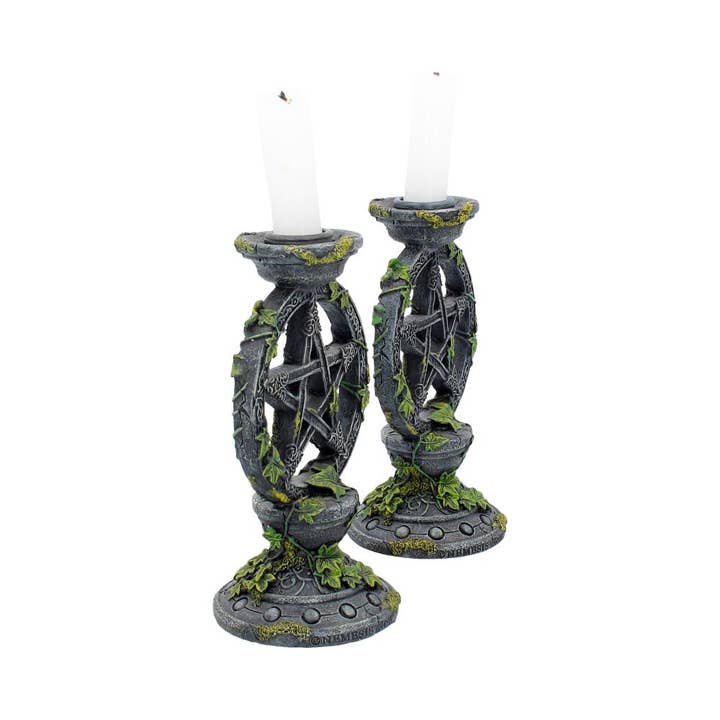 WONDER IMPORTS AUSTRALIA - Wholesale Candle holder - Wiccan Pentagram Candlesticks 15cm (Set of 2)2