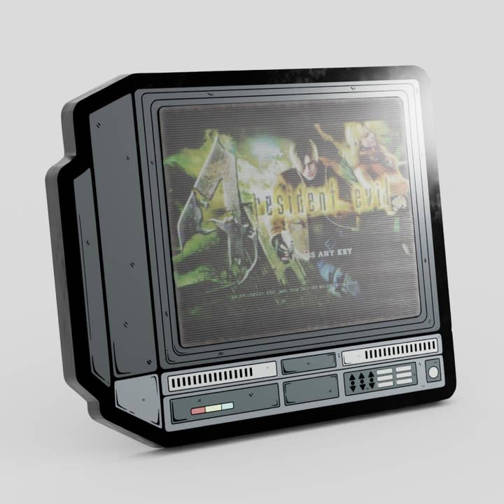 2,5" Lentikulær Resident Evil 4 CRTV Emalje Pin for engroshandel hos GoopyGoblins