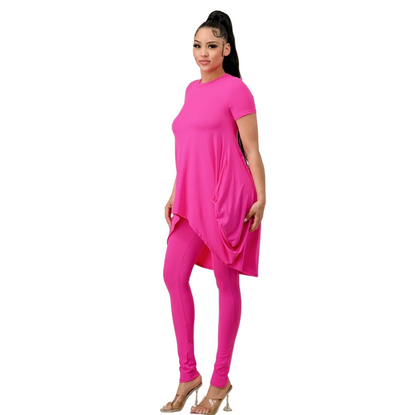 To Star - Wholesale Lounge Set - Women's - 2PC Oversized Tee and Long Leggings Set w Pockets 6