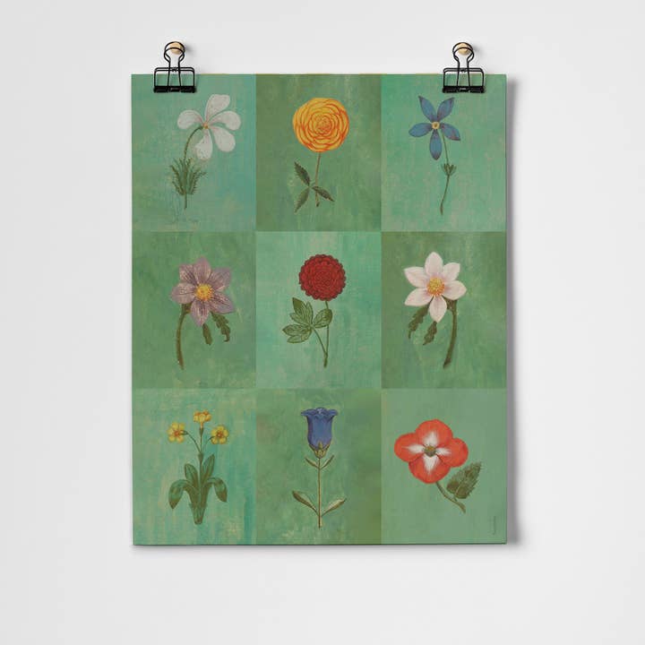 Green Festival of Flowers Fine Art Print for wholesale by Roomytown Inc