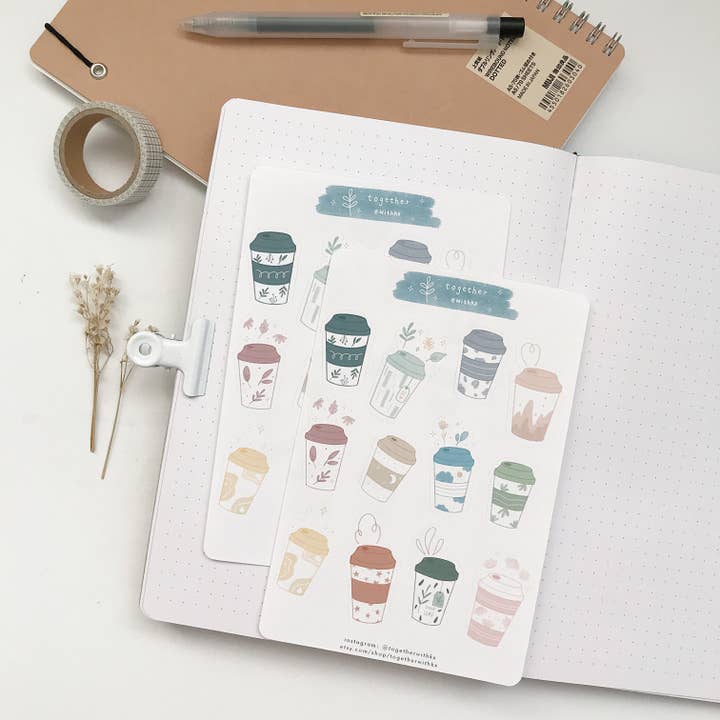 Coffee To Go Sticker Sheet for wholesale by togetherwithkx