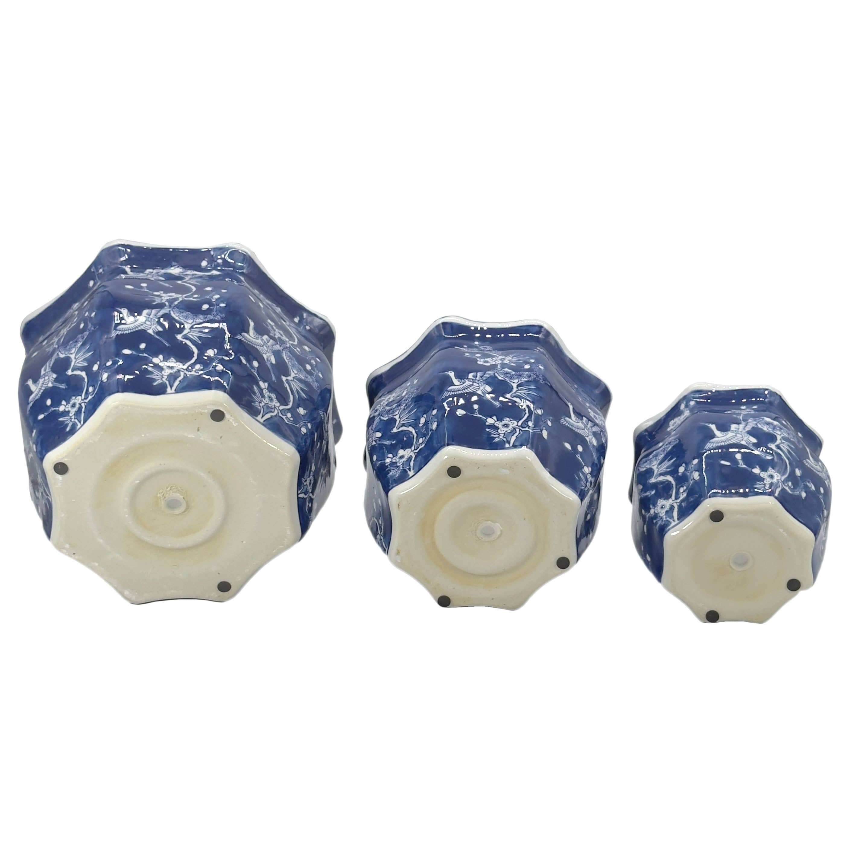 Galt International Company - Vendita all'ingrosso Vasi per piante - Set di 3 vasi per fioriere in ceramica Chinoiserie, 7,5"/10"/13"50