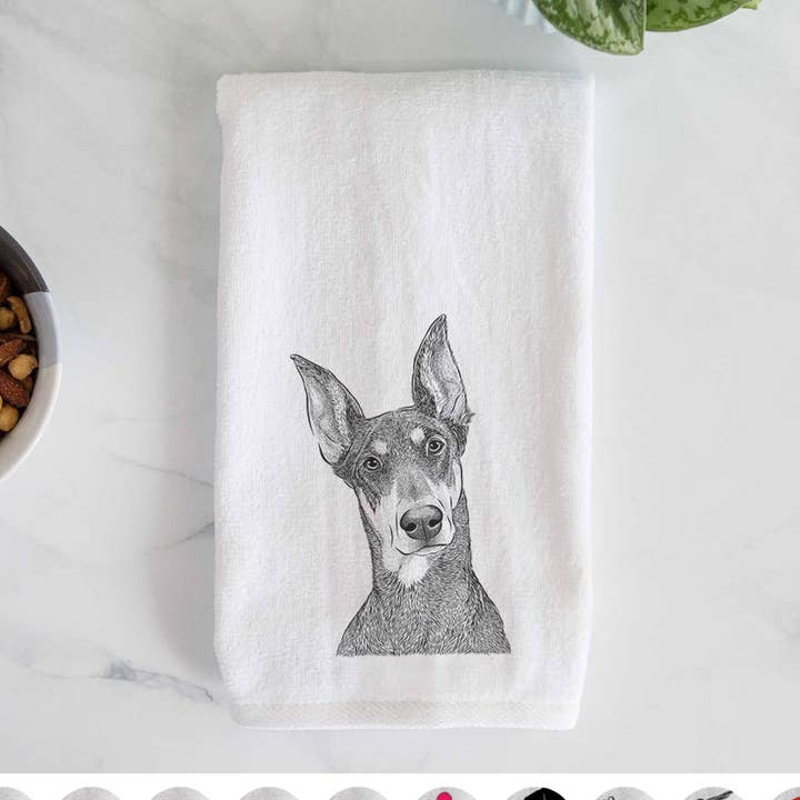 Jenna the Doberman Pinscher Hand Towel for wholesale by Inkopious