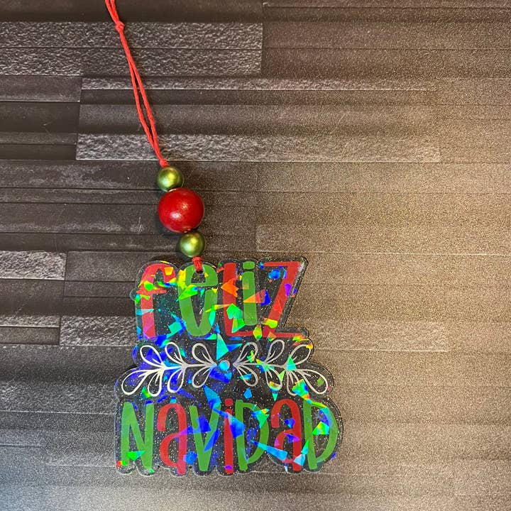 Chasin’ Self Care - Wholesale Ornament - Feliz Navidad Teacher Christmas Ornaments, Spanish Teacher Decoration, Red and Green Christmas
