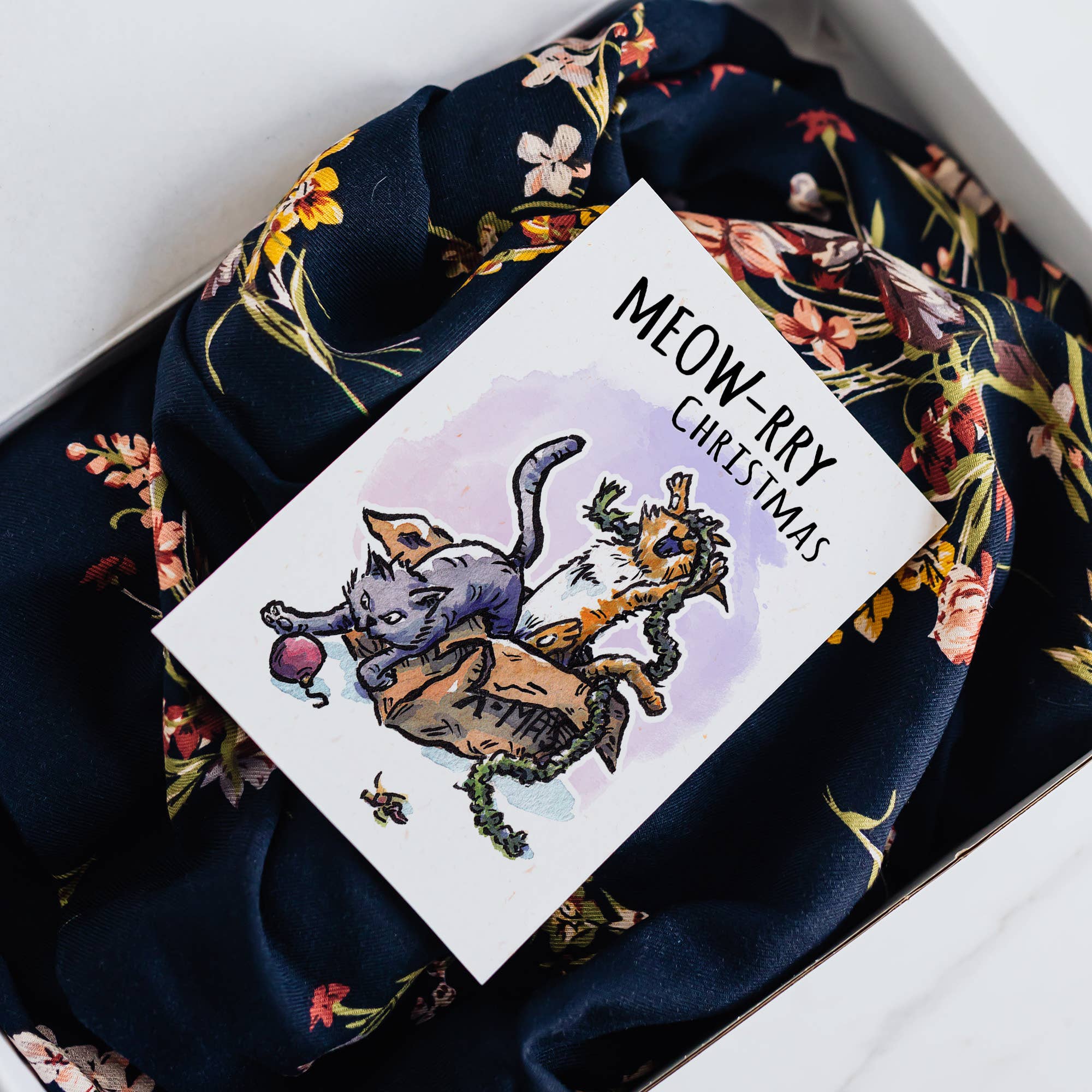 Aaron Millard Illustration - Vendita all'ingrosso Biglietti di auguri di Natale - «Meow-rry Christmas», simpatico biglietto di auguri per amanti dei gatti4