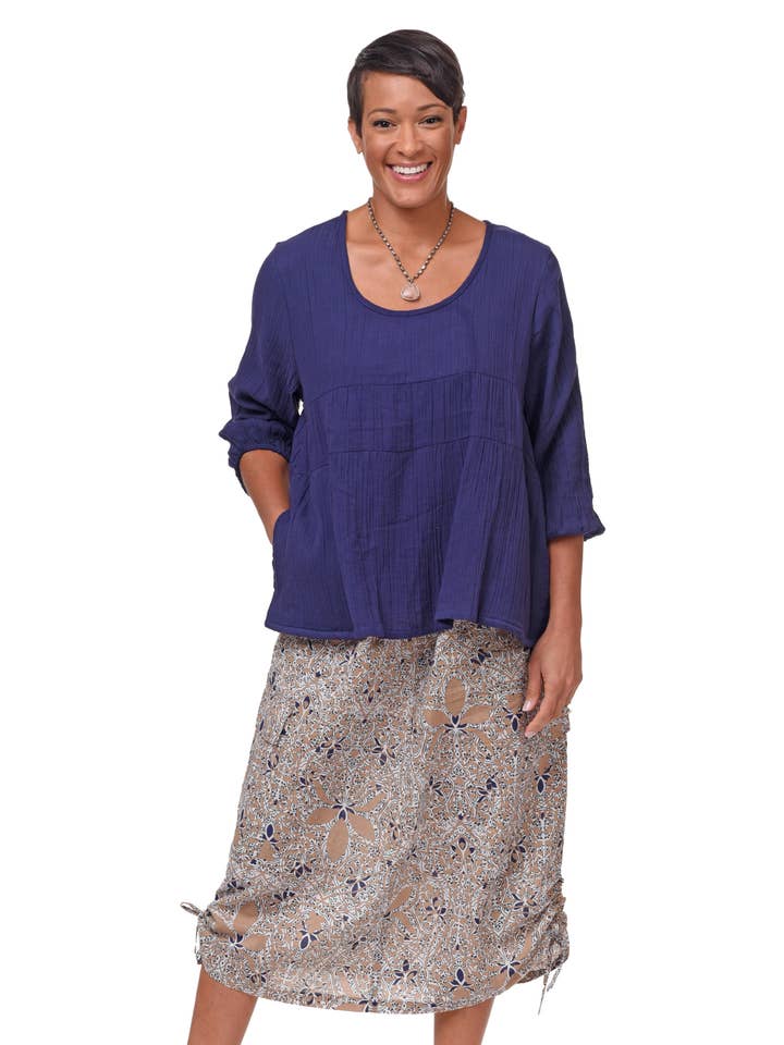 FINAL SALE VCG645 Dove Top in Navy* for wholesale by Tulip Clothing