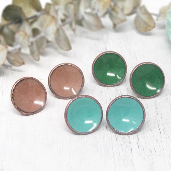 Rising Jewelry - Wholesale Stud/Post Earrings - Enamel Copper Penny Stud/Post Earrings. Many summer colors8