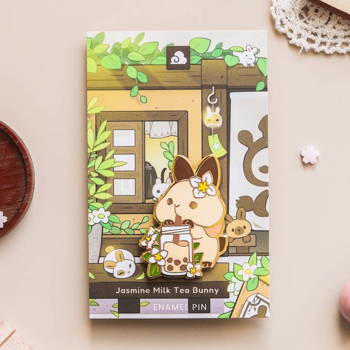 Enamel Pin - Jasmine Milk Tea Bunny for wholesale by Thousand Skies