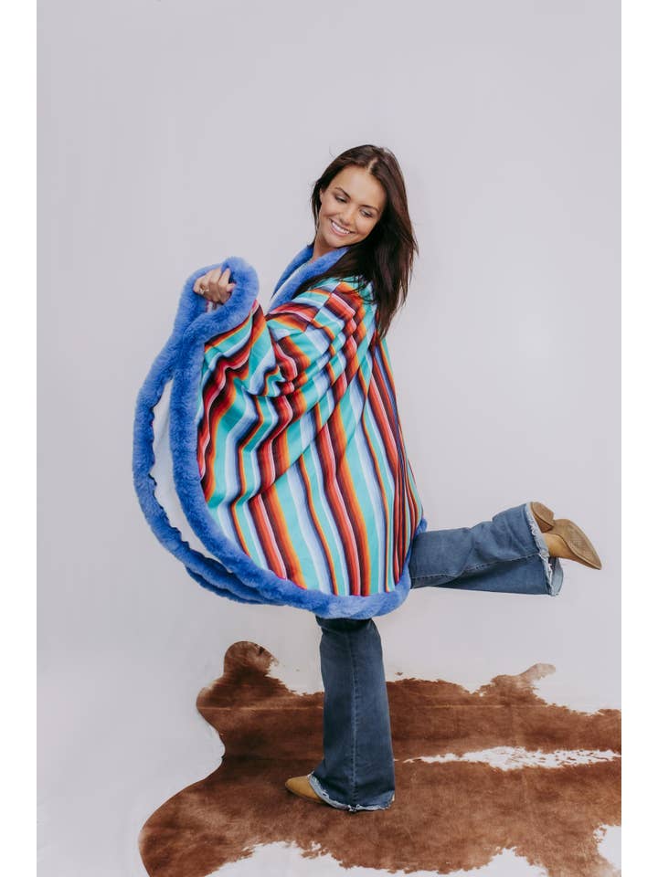 MK135 Lubbock Fur Trim Poncho - Serape for wholesale on Faire