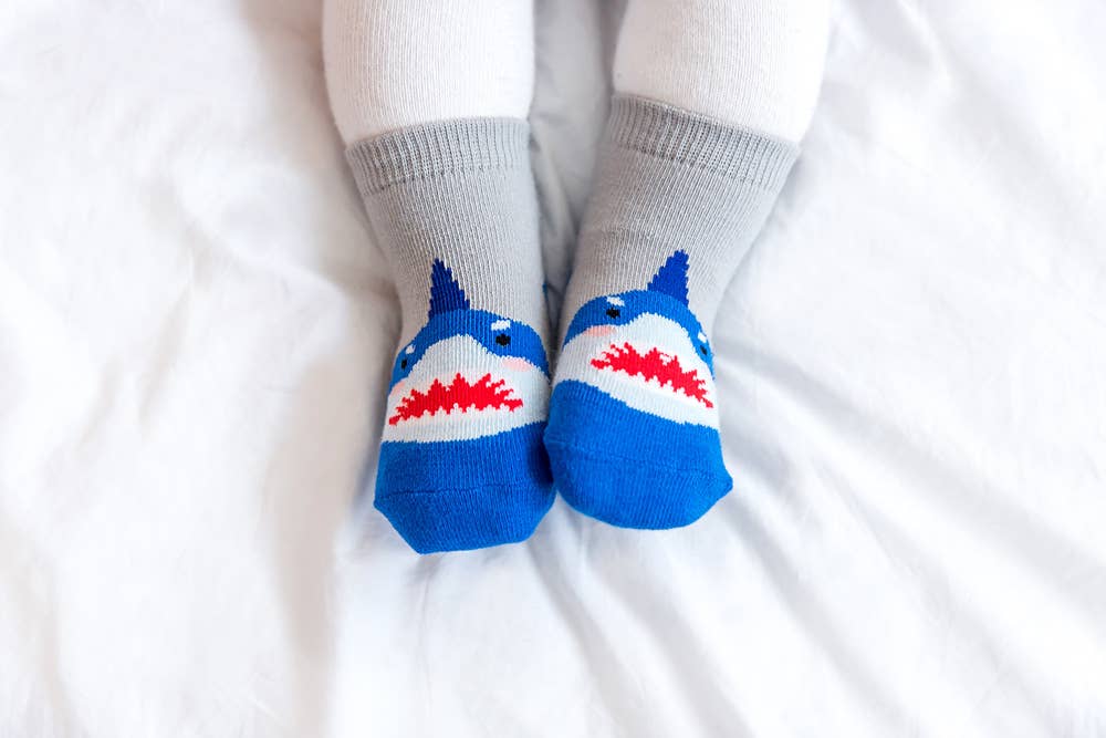 Blue Shark Zoo Baby Animal Socks for wholesale on Faire1