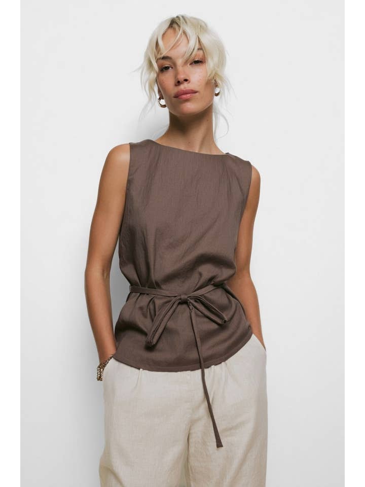 Top túnica sin mangas ceñido para venta al por mayor de Naked Zebra