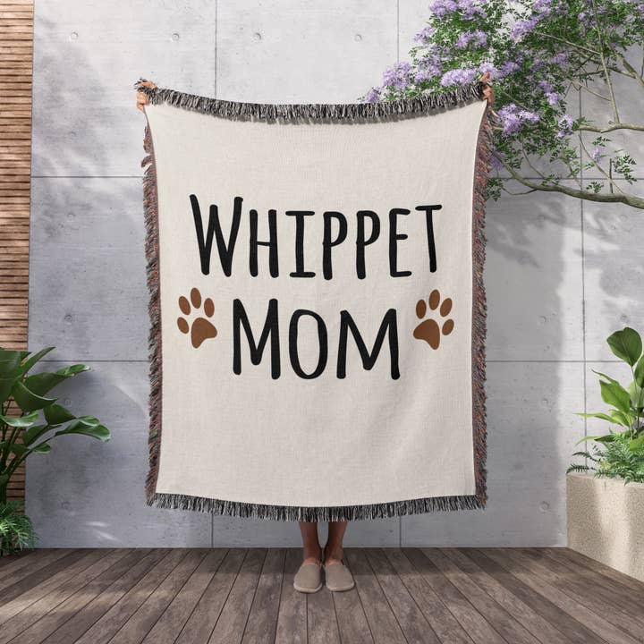 3dRose - Wholesale Throw Blanket - 3dRose, Whippet Dog Mom - Doggie by breed - muddy brown paw prints - doggy lover - proud pet owner mama love, Blanket2