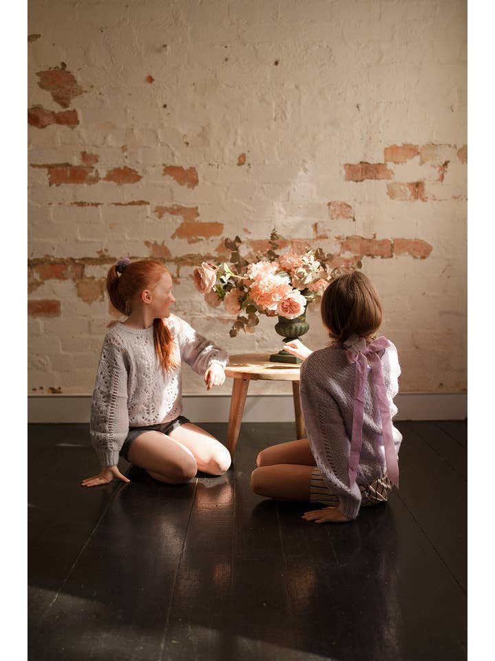 iMiN Kids - Wholesale Knit Sweater - Kids - Wool-Blend Sweater with Bow Back Violet Grey1