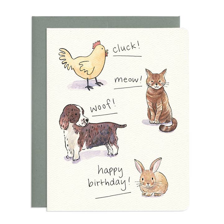 Animal Sounds Birthday Card for wholesale by Gotamago