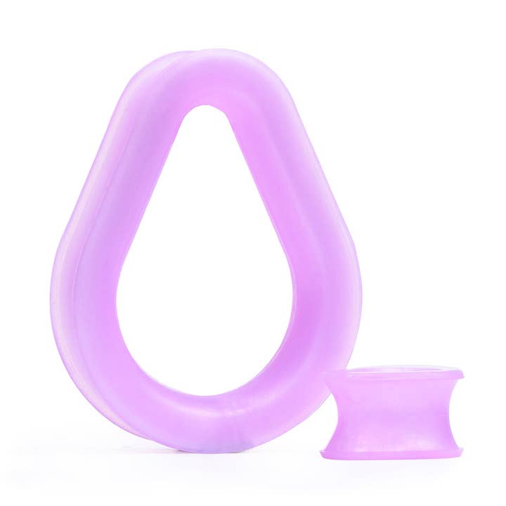 Paarse druppelvormige siliconen tunnel/stekker/meter voor wholesale door Custom Plugs