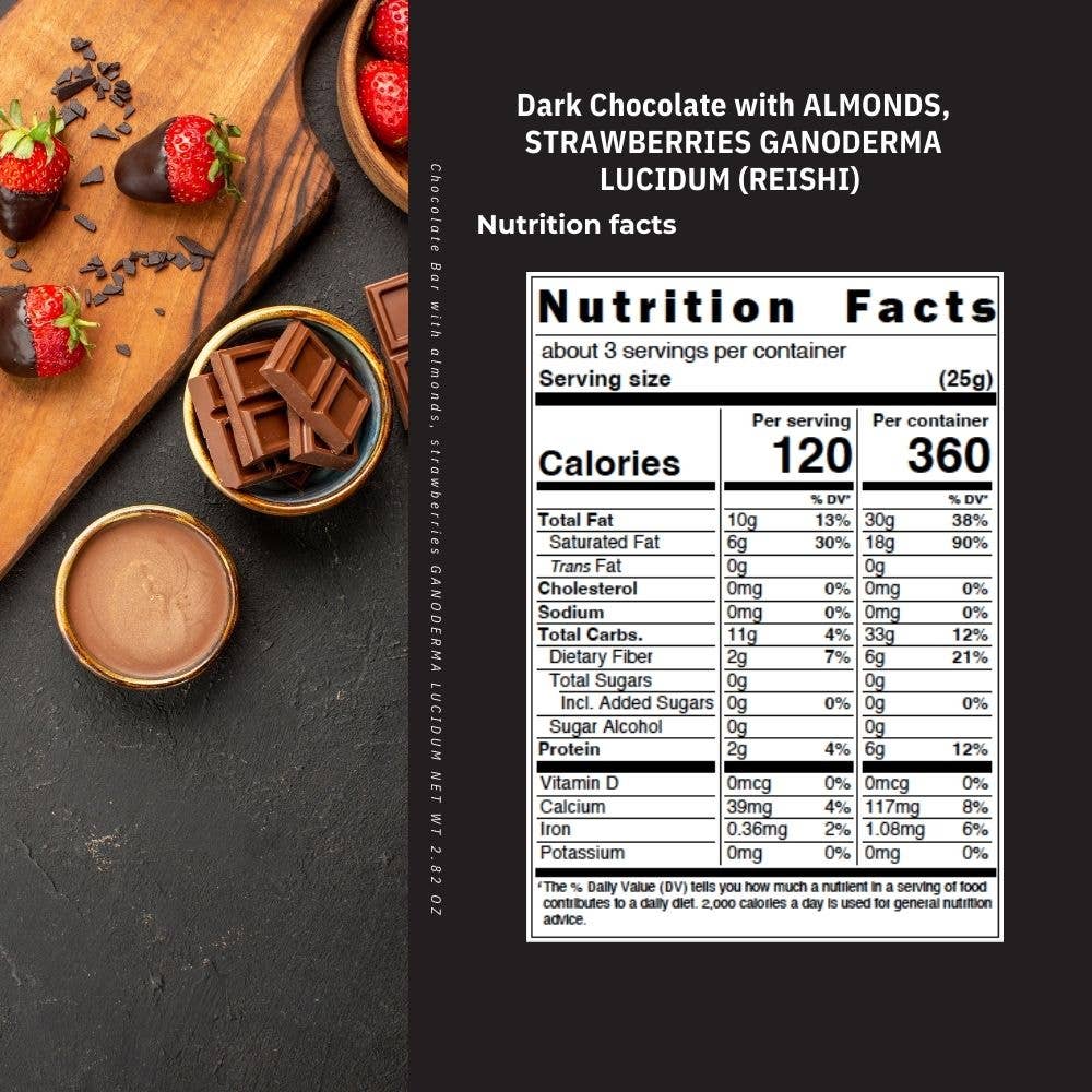 Kaffeto Gourmet USA - Wholesale Chocolate Bar - dark chocolate bar with almond, strawberries and ganoderma5