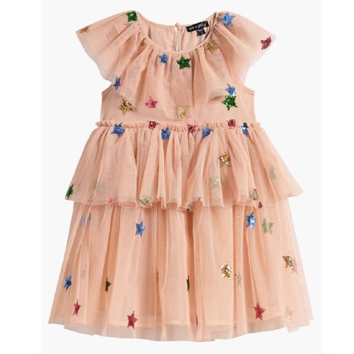 Girls Sequin Star Tulle Tutu Dress for wholesale by Ava & Yelly