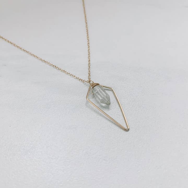 Cuadrángulo y Mini Cristal Collar - Cuarzo Transparente para venta al por mayor de M.Liz Jewelry