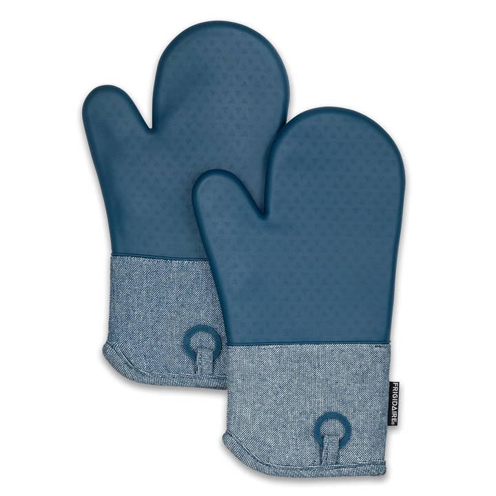 home mart goods - Wholesale Oven mitt/pot holder - Blue Heat Resistant Soft Quilted Oven Mitts With Silicone