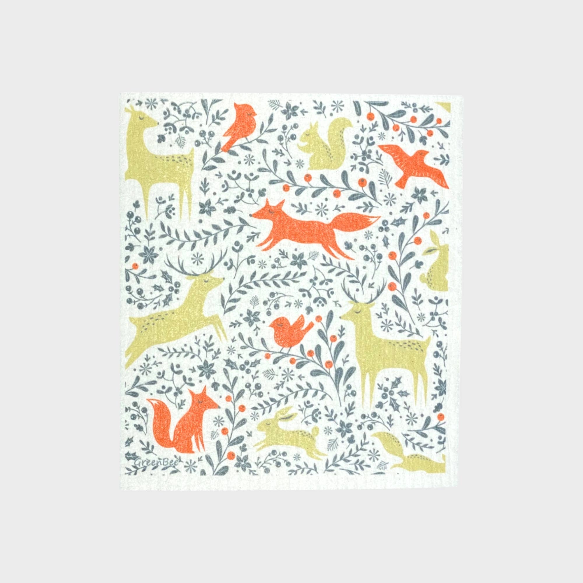 Green Bee Tea Towels - Wholesale Dishcloth - Forest Animals Towel | Kitchen Cloth | Swedish Dish Cloth